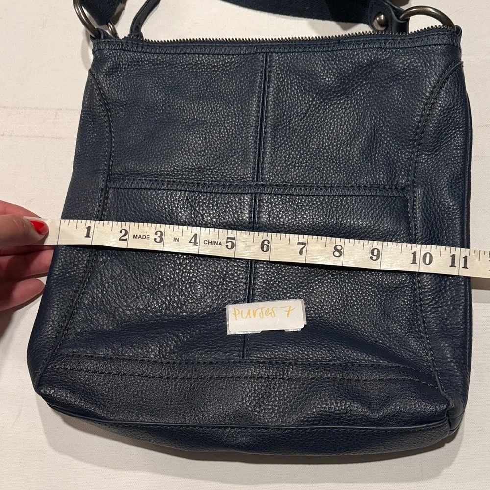 The Sak Dark Blue Leather Messenger Bag